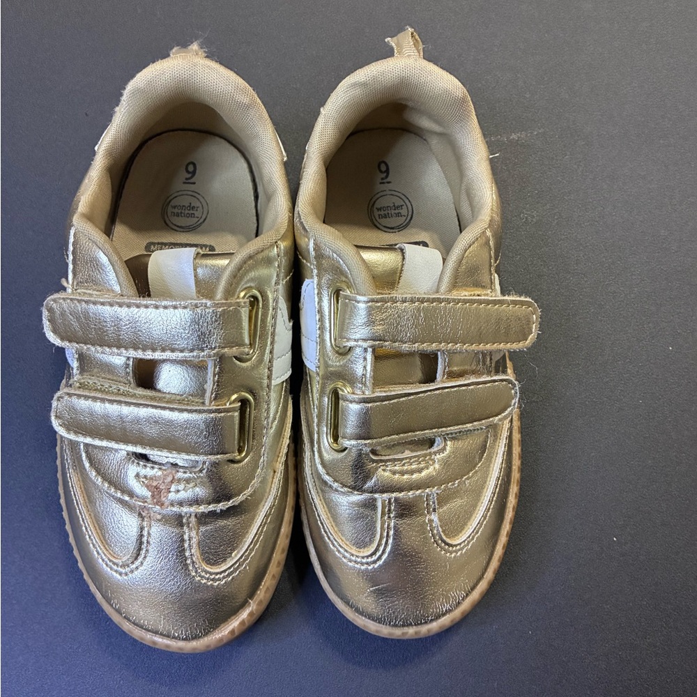 Wonder Nation Gold Kids Sneakers with Velcro